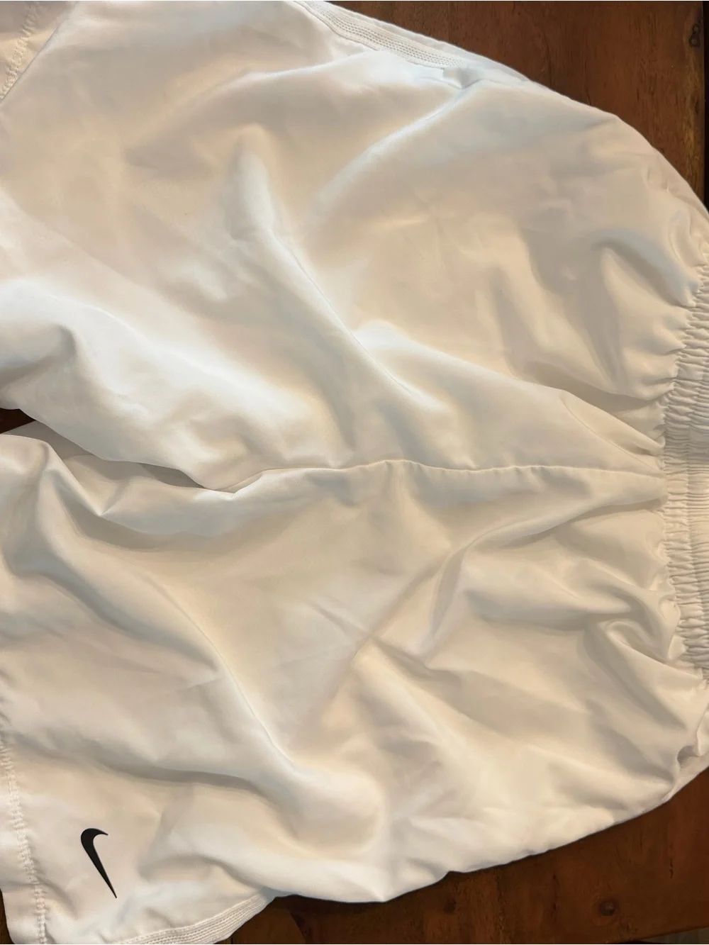 Nike White Running Shorts with Black Swoosh